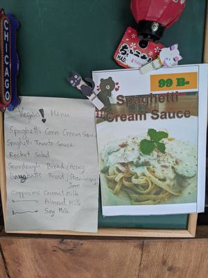 Vegan menu - owner is going to gradually add vegan items per demand at Health Me Cafe  in Prachuap Khiri Khan