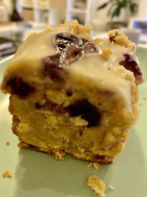 Highly recommended - blueberry and white chocolate blondie  at The Green Edge Cafe and Store in Windsor