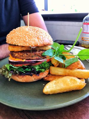 Origin burger at The Green Edge Cafe and Store in Windsor