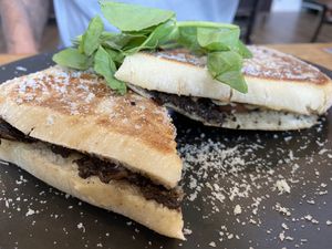 Truffle, cheese and mushroom toastie at The Green Edge Cafe and Store in Windsor