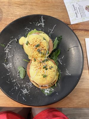 Eggs benni  at The Green Edge Cafe and Store in Windsor