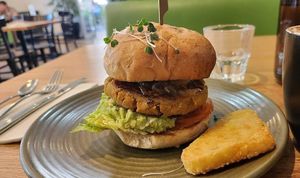 Veggie Burger at The Green Edge Cafe and Store in Windsor