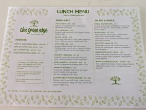 Lunch menu 1 at The Green Edge Cafe and Store in Windsor