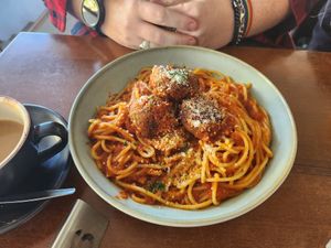 Vegan Spaghetti Bolognese at The Green Edge Cafe and Store in Windsor