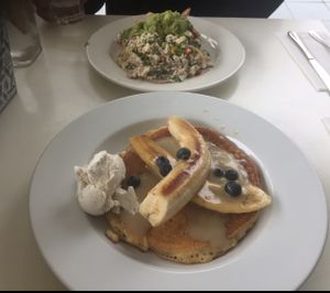 pancakes & scrambled tofu breakfast at The Green Edge Cafe and Store in Windsor