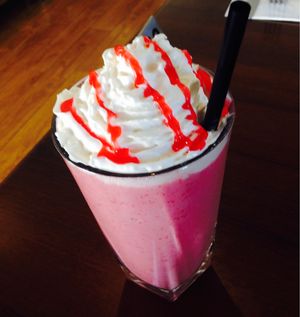 Stawberry shake at The Green Edge Cafe and Store in Windsor