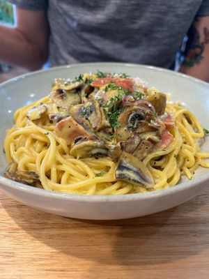 Spaghetti carbonara at The Green Edge Cafe and Store in Windsor
