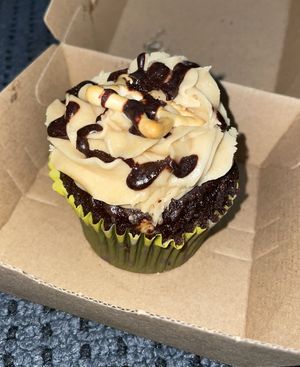 Peanut butter and chocolate cupcake- delicious!!!  at The Green Edge Cafe and Store in Windsor