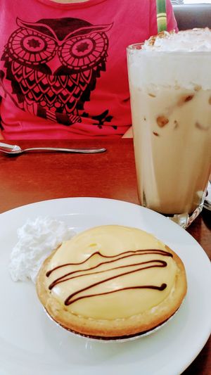 Lemon tart and iced coffee at The Green Edge Cafe and Store in Windsor