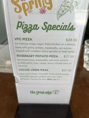 Pizza specials   at The Green Edge Cafe and Store in Windsor