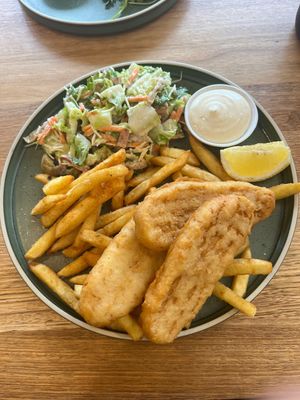 Fish and chips!!!!! So so goodd  at The Green Edge Cafe and Store in Windsor