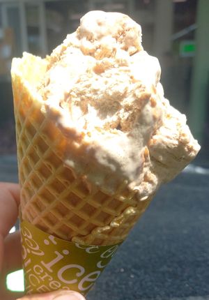 Biscoff ice cream. There's about a dozen other flavours in the gelateria at The Green Edge Cafe and Store in Windsor