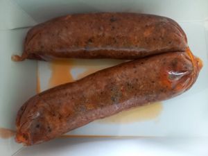 House name Italian sausages from the deli at The Green Edge Cafe and Store in Windsor