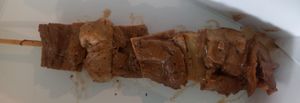 Marinated roast duck skewers from the deli at The Green Edge Cafe and Store in Windsor