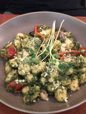 The highly recommended pesto gnocchi special - DELICIOUS!! at The Green Edge Cafe and Store in Windsor