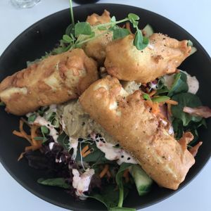 Chickpea battered tofu salad  at The Green Edge Cafe and Store in Windsor
