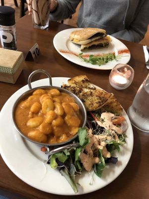 Gnocchi and garlic bread  at The Green Edge Cafe and Store in Windsor