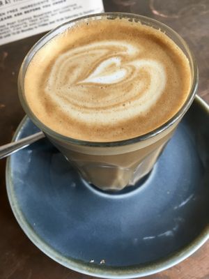 Oat milk latte at Down to Earth Coffee in Brighton