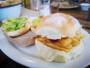 Chip Butty with ketchup at Settlers Tavern in Margaret River