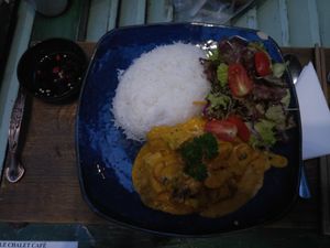 Rice with mushroom and tofu curry  at Le Charlet in Da Lat