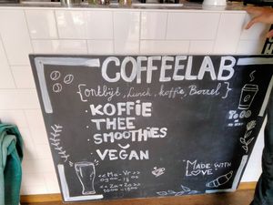 Vegan advertisements at Coffeelab in Nijmegen