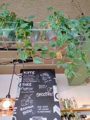 Small menu and vegan advertisement at Coffeelab in Nijmegen