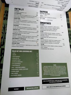 Menu as of 11 june 2022 at Coffeelab in Nijmegen