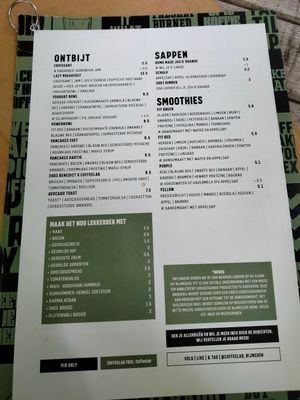 Menu as of 11 june 2022 at Coffeelab in Nijmegen