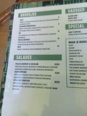 Salad and sandwich menu at Coffeelab in Nijmegen