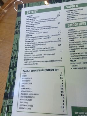 Breakfast menu at Coffeelab in Nijmegen