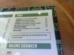 Tea menu at Coffeelab in Nijmegen