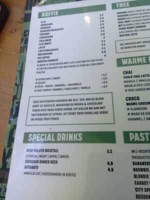 Coffee menu at Coffeelab in Nijmegen