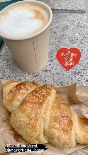 Cappuccino with oatmilk and vegan croissant 😀  at Cool Beans in Basel