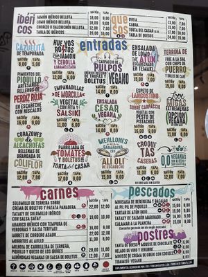 Menu  at 8° Arte in Caceres