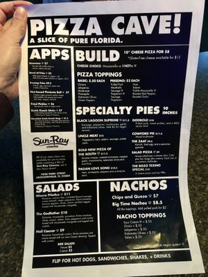 Pizza and apps at Pizza Cave in Jacksonville