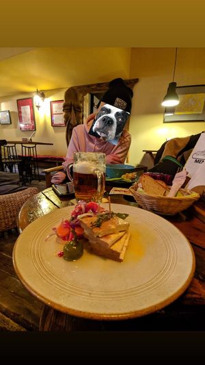 Pickled tofu with bread (vegan) at Chillout Bar in Ostrava