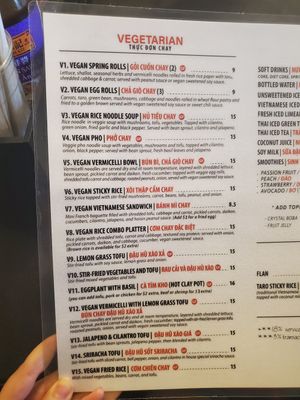 Menu at V Kitchen in Ann Arbor