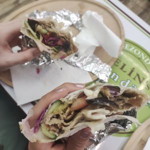 a lot of meat inside at Helin's Döner in Amsterdam