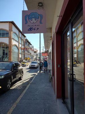 Sign above restaurant at Vegan Ramen Mei in Puerto Vallarta