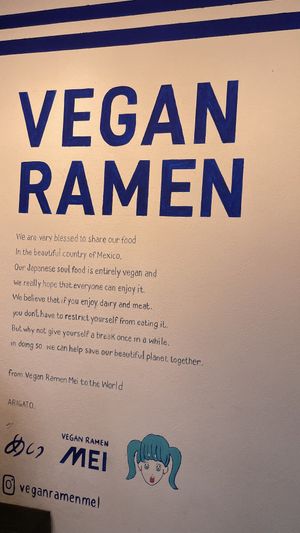 Signage  at Vegan Ramen Mei in Puerto Vallarta