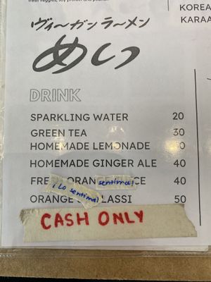 Menu at Vegan Ramen Mei in Puerto Vallarta