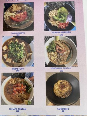 Menu at Vegan Ramen Mei in Puerto Vallarta