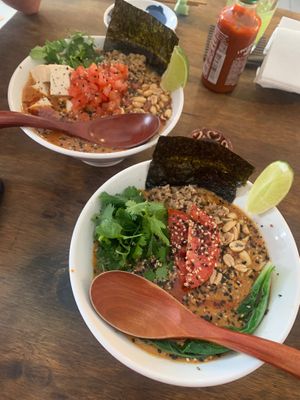Ramen bowls at Vegan Ramen Mei in Puerto Vallarta
