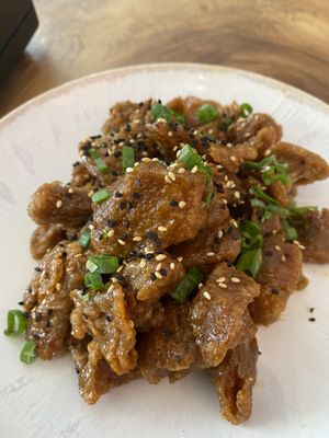 Vegan orange “chicken"  at Vegan Ramen Mei in Puerto Vallarta
