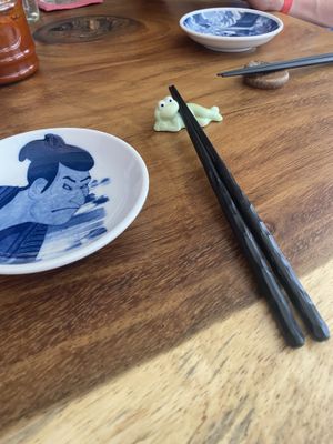 Chopstick holders  at Vegan Ramen Mei in Puerto Vallarta