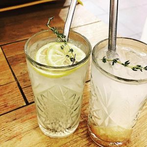Homemade Lemonade, Ginger ale   at Vegan Ramen Mei in Puerto Vallarta