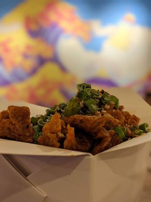 “Chicken” palla lever   at Vegan Ramen Mei in Puerto Vallarta