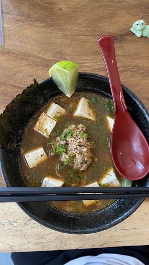 Spicy mapo tofu ramen #Veganuary at Vegan Ramen Mei in Puerto Vallarta