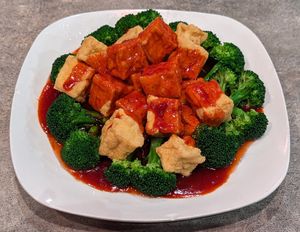 Cherry Tofu at Kung POW in Portland