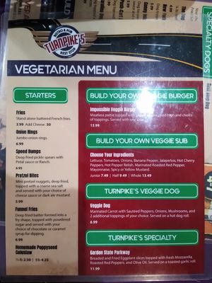 Vegan option at Turnpike's in Spring Hill